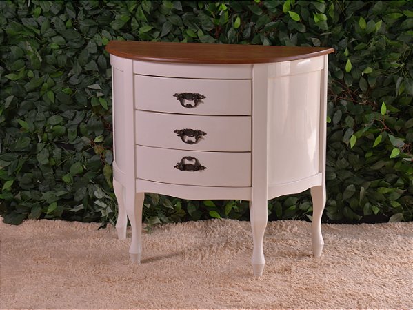 4942 Cômoda Provençal 3 Gavetas Meia Lua