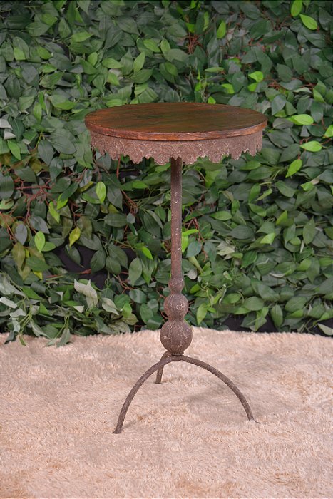 4967 Mesa canto rustica pé ferro