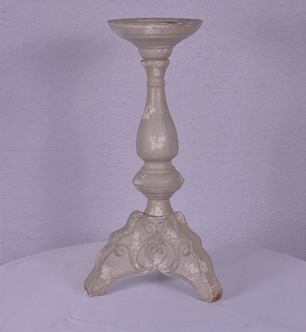 4755 Vaso pedestal metal bege patinado