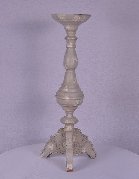 4756 Vaso pedestal metal bege patinado