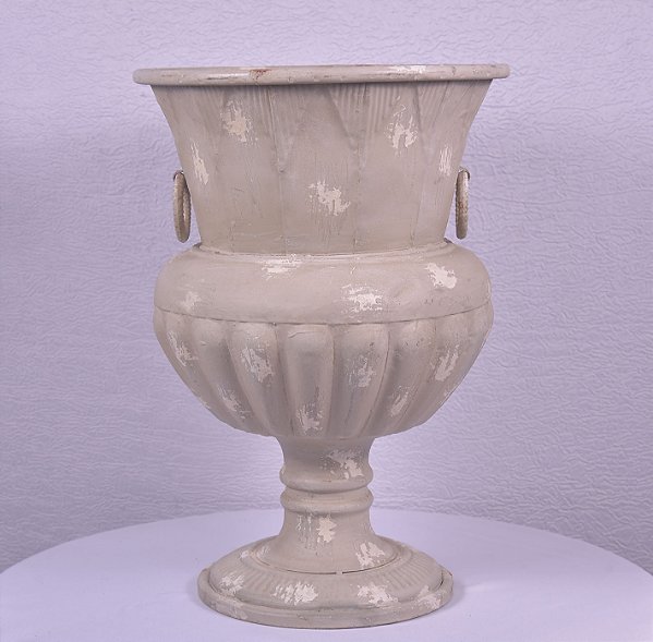 4865 vaso taça metal bege patinado