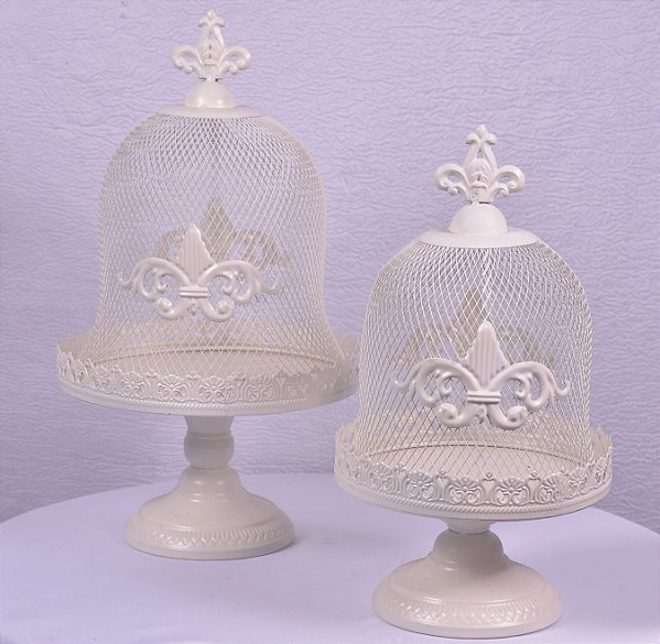 4868 Bandeja doce boleira metal branca com tampa