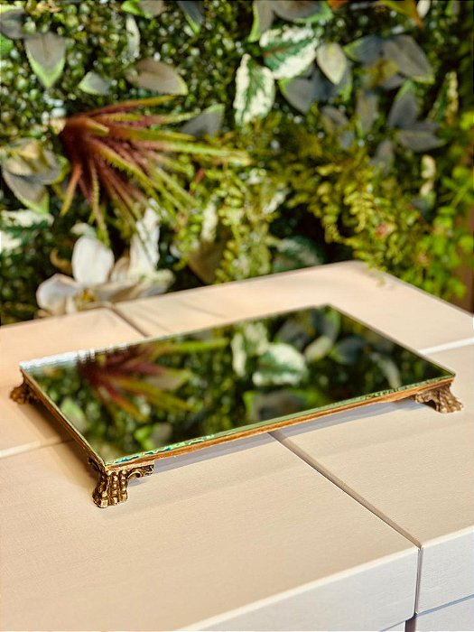 5091 bandeja doce espelho pé resina