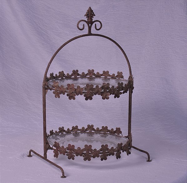 5105 bandeja de doce marrom 2 andares flor