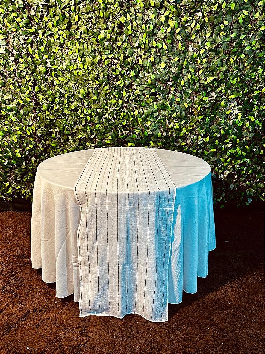 5151 Trilho mesa crepe voal branco com brilho