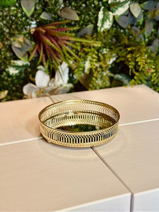 6068 Bandeja doce metal dourado redondo p.