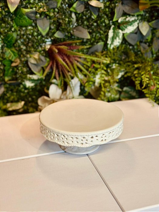 4796 Bandeja cerâmica baixa com pé branco