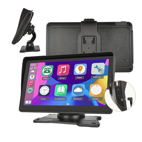 Central Multimidia 7 Pol  Portatil Com Carplay E Android Auto Espelhamento De Tela