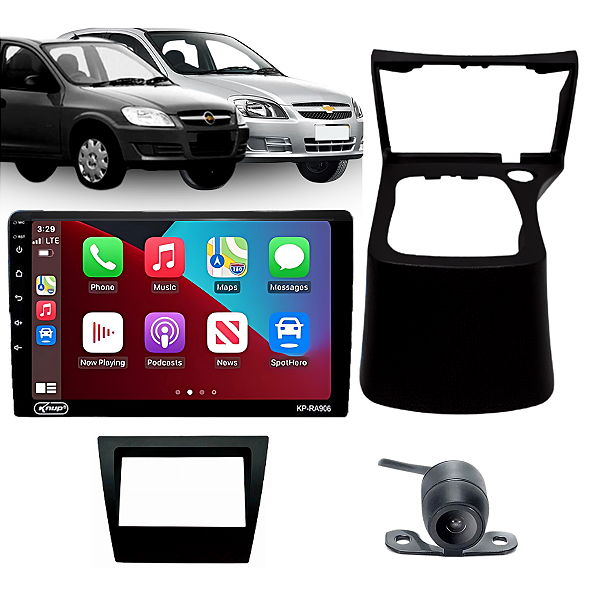 Painel Automotivo Tela Carplay Sistema Android Câmera Ré Celta G2 Prisma 2007 2008