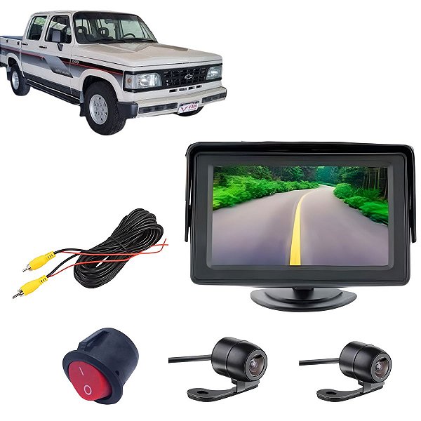 Tela Lcd 4.3 Câmera RÉ Cabo 6m Câmera Dianteira Interruptor