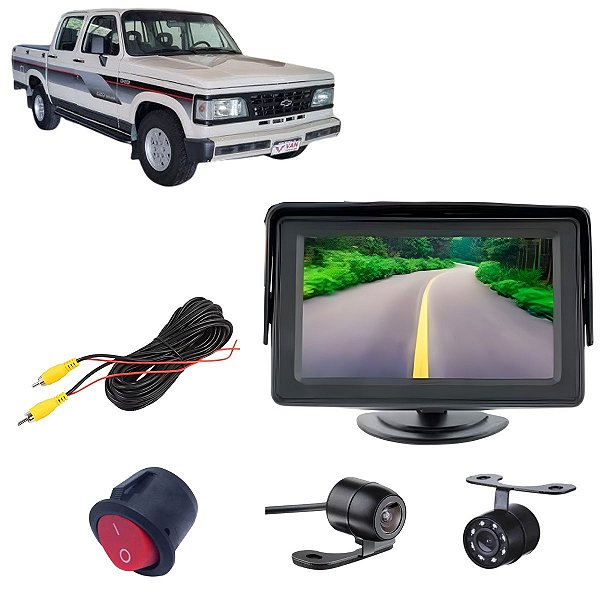 Tela Lcd 4.3 Câmera Dianteira infravermelho Cabo 6m Câmera Ré Interruptor
