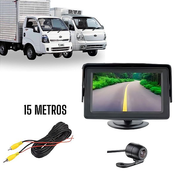 Tela Lcd 4.3" + Cabo Rca 15 Metros + Câmera De Ré Borboleta