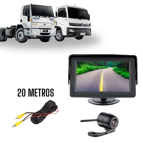 Tela Lcd 4.3" + Cabo Rca 20 Metros + Câmera De Ré Borboleta