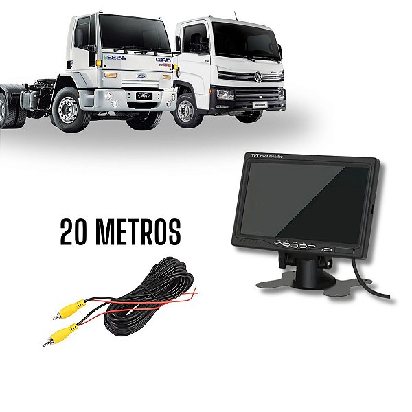 Monitor Lcd 7" Polegadas Cabo 20 Metros