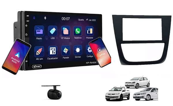 Som Multimidia Espelha Android Auto Car Play Saveiro G5 2009 2010 2011 2012