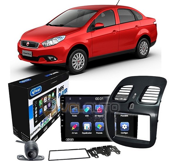 Central Kit Multimidia Android Auto Carplay Grand Siena Grafite Escuro 2012 Até 2021