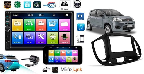 Kit Central Multimidia Mp5 Fiat Uno 2015 Até 2020
