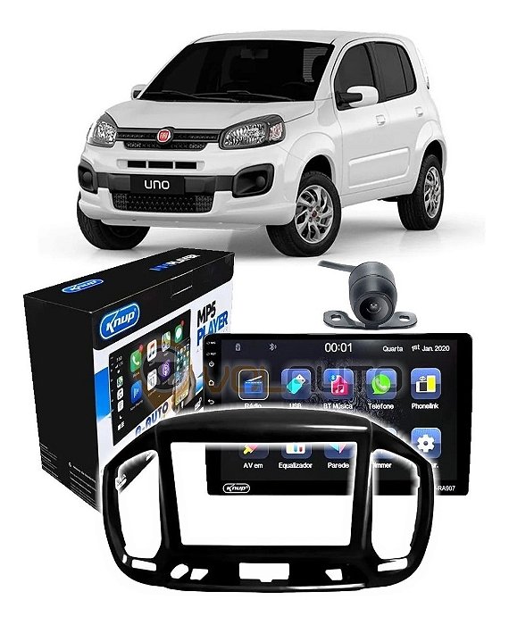 Conjunto Multimidia Espelha Android Auto Carplay Uno 2015 Até 2020