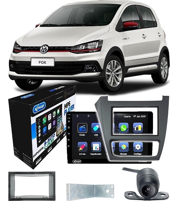 Kit Tela Espelhamento Multimidia Carplay Android Auto Volkswagen Spacefox 2013 Até 2018