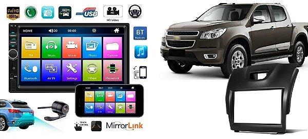 Câmera Ré Painel Som Multimídia Mp5 Chevrolet S10 Cabine Dupla Ou Simples 2012 Até 2016