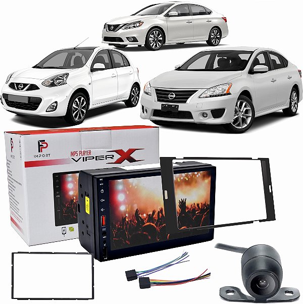 Kit Conjunto Multimidia Câmera Ré Moldura March Versa Sentra 2014 2015 2016