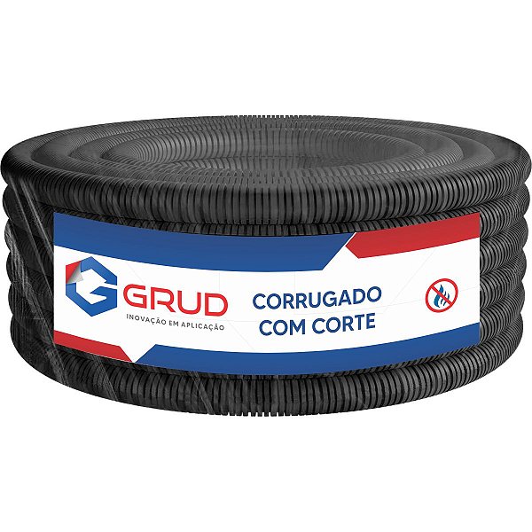 Tubo Corrugado 25mm 1/1" com Corte Preto Antichamas 25 Metros