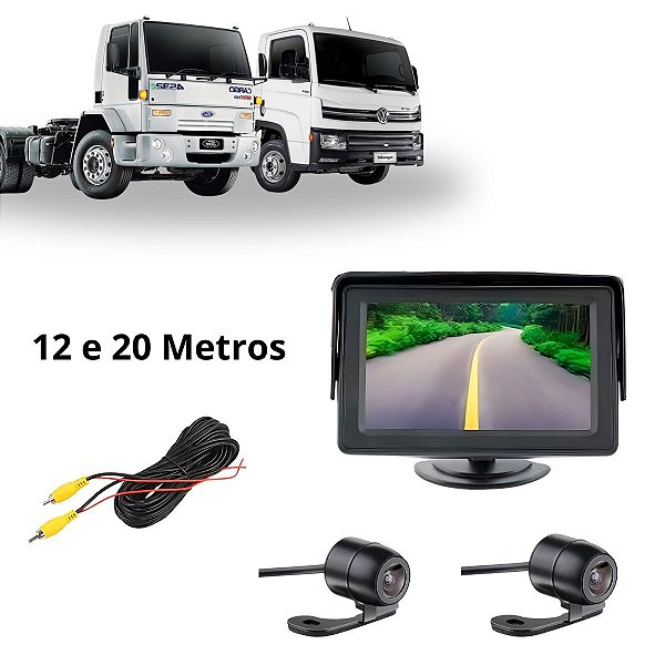 Kit Tela Lcd 4.3" 10un + Cabo 20 Metros 4un + Cabo 12 Metros 6un + Câmera Frontal 10un + Câmera De Ré 10un
