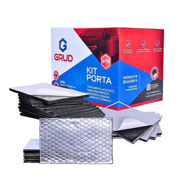 KIT PORTA GTA / GRUD - Tratamento Acústico e Antivibração para 2 Portas | Butílica, Manta Vinílica e Espuma Acústica