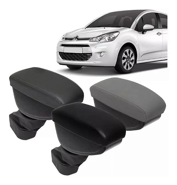 Apoio Encosto De Braço Banco Central Citroen C3 2013 2014 2015 2016 2017 2018 2019 Couro Preto Cinza Grafite Porta Objetos Suporte Automotivo