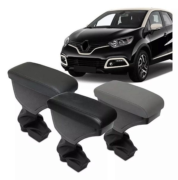 Apoio Descanso De Braço Encosto Suporte Porta Objetos Captur 2017 2018 2019 Couro Cinza Preto Grafite