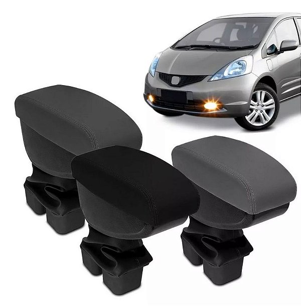 Apoio Descanso do Banco Braço Encosto Suporte Porta Objetos Automotivo Honda New Fit 2009 2010 2011 2012 2013 2014 Couro Preto Cinza Grafite