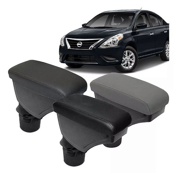 Apoio Descanso De Braço Encosto Central Nissan Versa 2011 2012 2013 2014 2015 2016 2017 2018 2019 Couro Preto Cinza Grafite Porta Objetos Suporte Automotivo