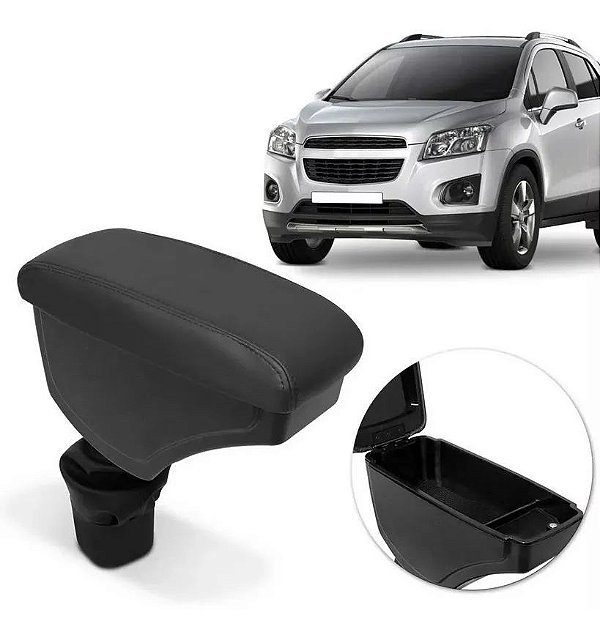 Apoio Encosto De Braço Descanso Chevrolet Tracker 2014 2015 2016 2017 2018 2019 Couro Preto Cinza Grafite Porta Objetos Suporte Automotivo
