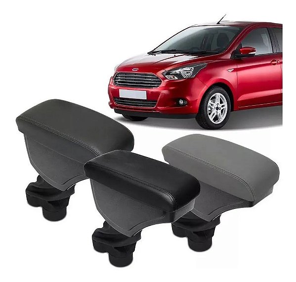 Apoio Descanso De Braço Encosto Banco Ford Ka Ka+ Sedan Hatch 2015 2016 2017 2018 Couro Preto Cinza Grafite Porta Objetos Suporte Automotivo