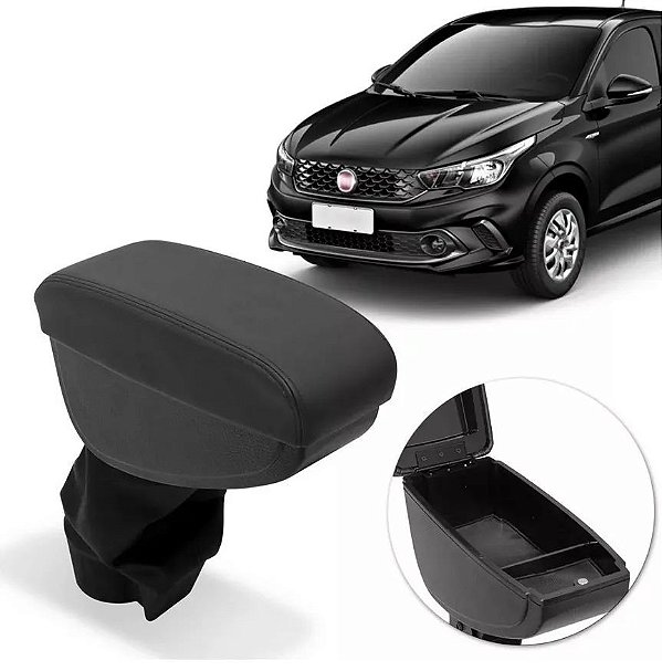 Apoio Descanso De Braço Encosto Banco Fiat Argo Cronos 2017 2018 2019 Couro Preto Cinza Grafite Porta Objetos Suporte Automotivo