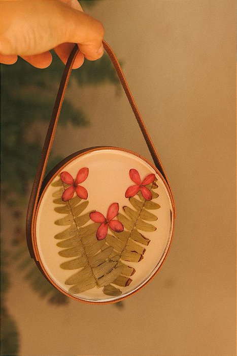 Quadrinho (10cm) com samambaia havaiana e exória rosa