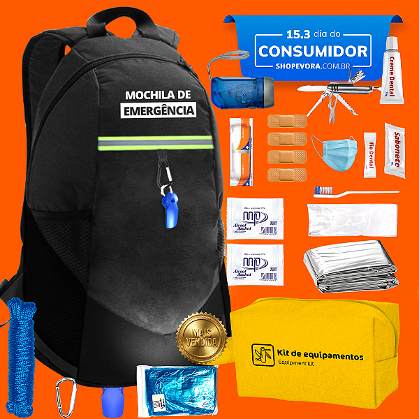 Mochila de Emergência Évora | Kit Promo Essencial | Dia do consumidor