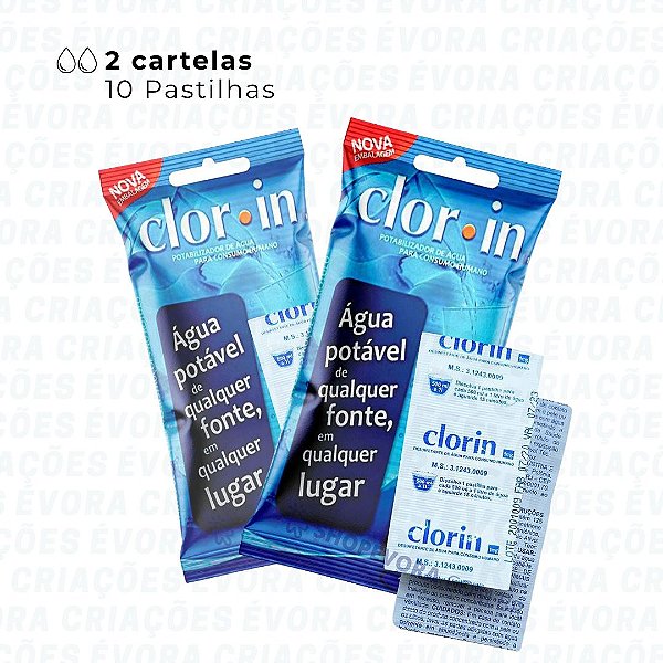 Kit C/ 02 Cartelas Pastilhas Purificadoras de Água Clorin (10 pastilhas)