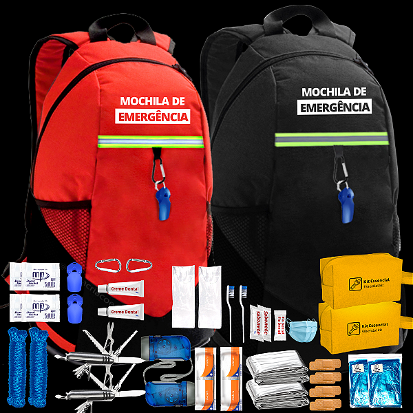 Mochila de Emergência Évora | Kit Essencial | Em Dobro