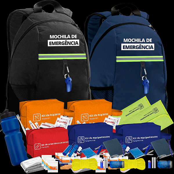 Mochila de Emergência Évora | Kit Completo | Em Dobro