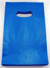 Sacola Plástica Alça Boca de Palhaço Cor Azul 30cm X 40cm Pacote Com 10