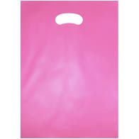 Sacola Plástica Alça Boca De Palhaço Cor Rosa Pink 30cm x 40cm Pacote Com 10