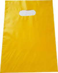 Sacola Plástica Alça Boca de Palhaço Cor Amarelo 30cm X 40cm Pacote Com 10