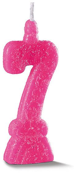 Vela de Aniversário Siba Número 7 Plus Cor Rosa com Glitter Unidade