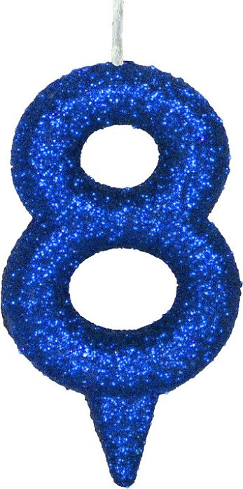 Vela de Aniversário Siba Número 8 Shine Cor Azul com Glitter Unidade
