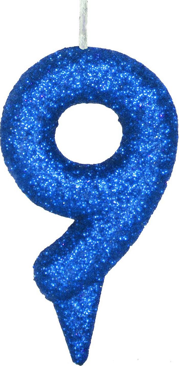 Vela de Aniversário Siba Número 9 Shine Cor Azul com Glitter Unidade
