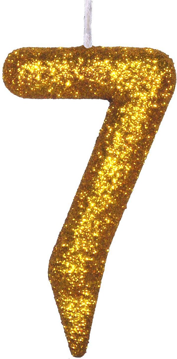 Vela de Aniversário Siba Número 7 Shine Cor Dourada com Glitter Unidade