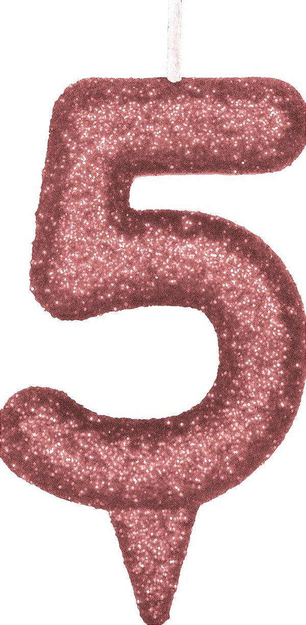 Vela de Aniversário Siba Número 5 Shine Cor Rose com Glitter Unidade