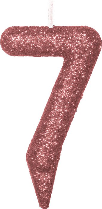 Vela de Aniversário Siba Número 7 Shine Cor Rose com Glitter Unidade