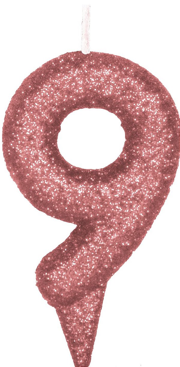 Vela de Aniversário Siba Número 9 Shine Cor Rose com Glitter Unidade